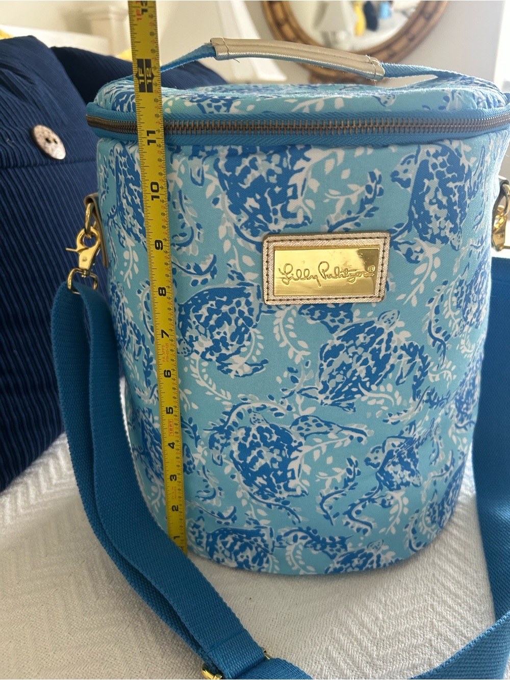 New Lilly beach Cooler Bag Light Blue & Navy Floral Beach Boat